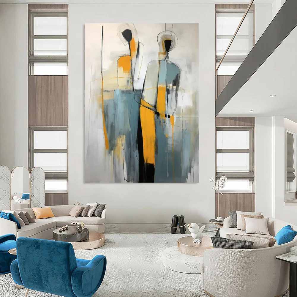Blue Original Figure Expressionist Abstract Artwork 4YL2U